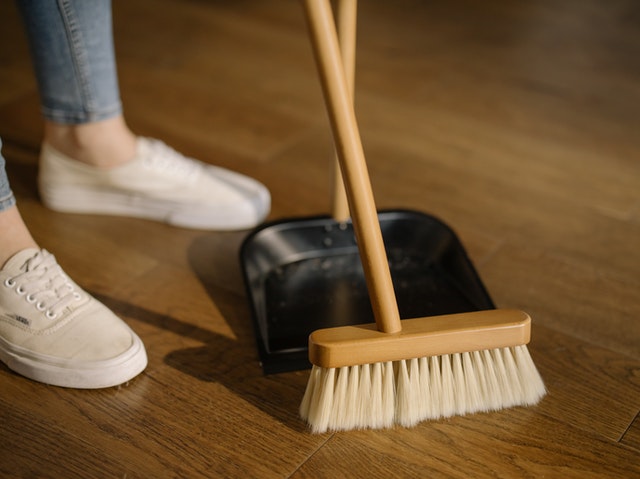 Woman cleaning a floor