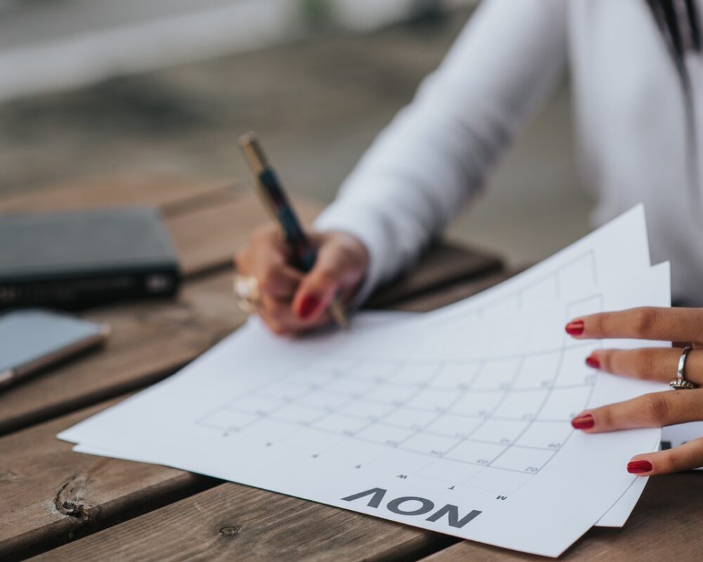 completion or exchange Legal completion date being written on calender
