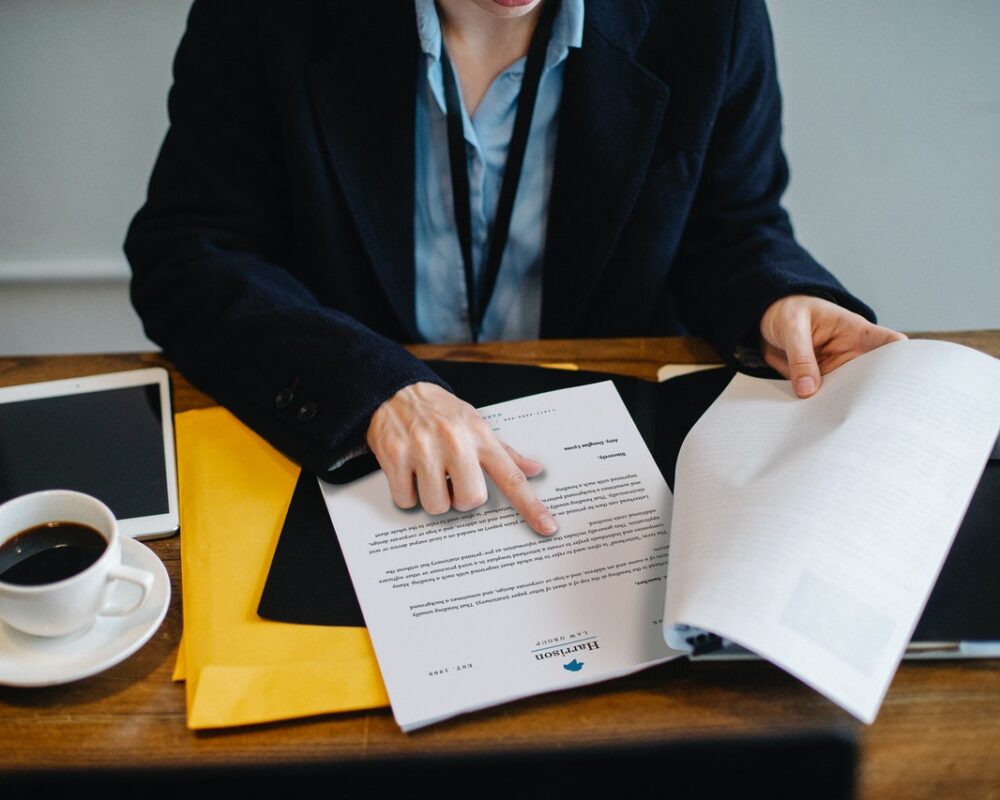 Employee viewing her contract