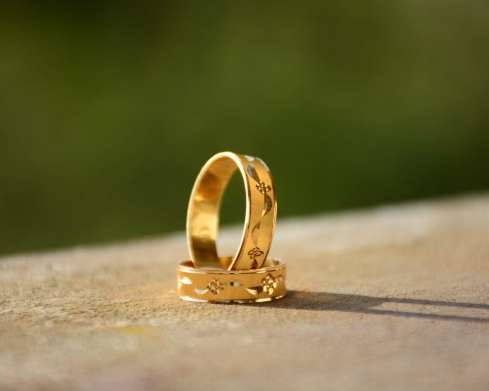 Wedding rings on a table