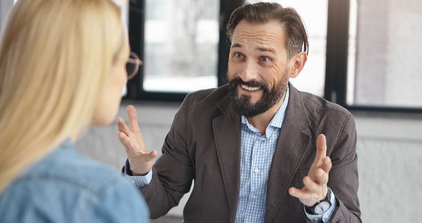 Landlord speaking to tenant